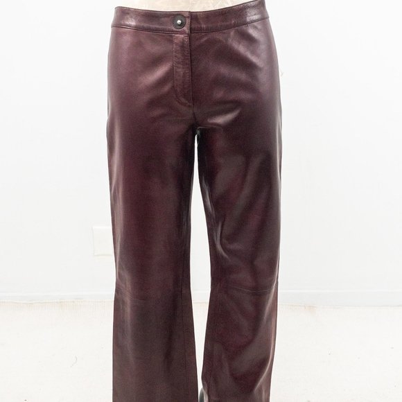 VTG 90s Genny Prada M Leather Pants Red Purple - Picture 1 of 10